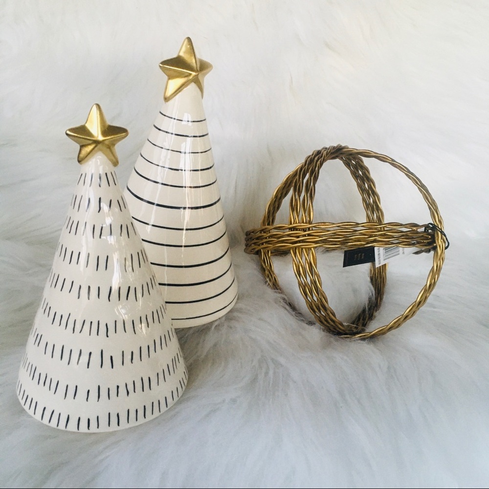Wicker Brass gold globe decor